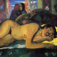 reproductie Nevermore van Paul Gauguin